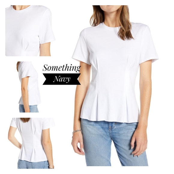 something navy pleated peplum top